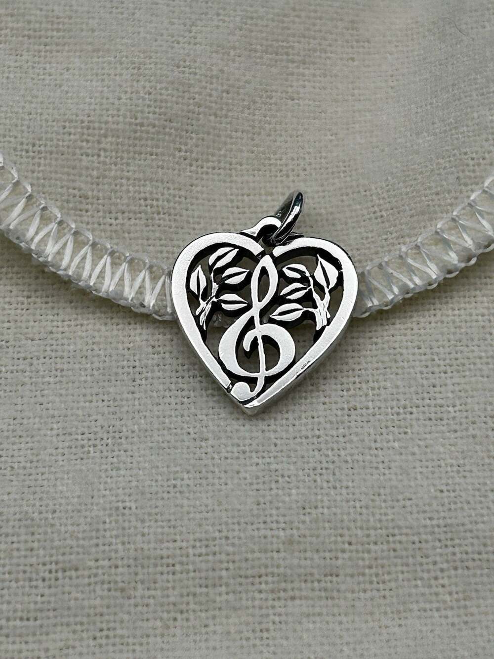 James Avery Retired 925 Sterling Silver Treble Clef Music Note Heart Charm